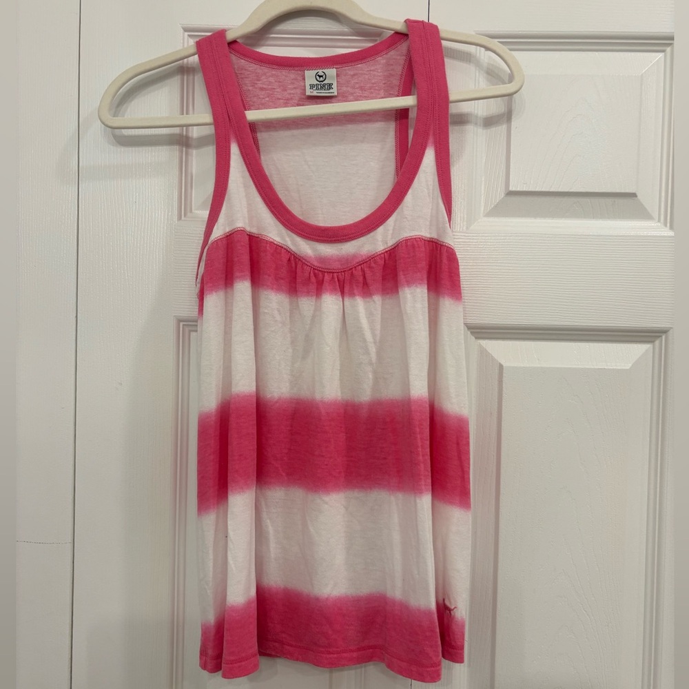 PINK striped babydoll tank top Y2K